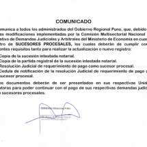 Comunicado – Sucesores Procesales